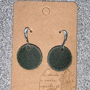 Olive: dainty olive green leather earrings
